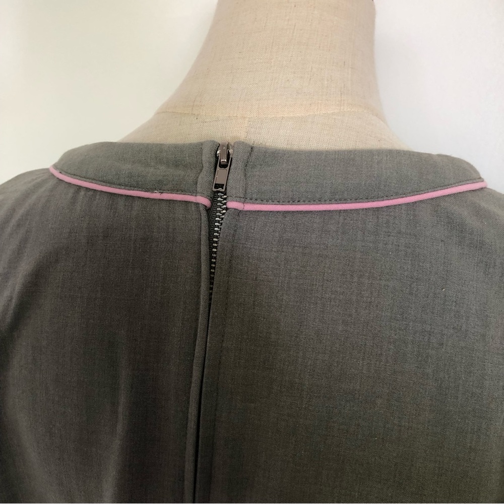 BETTY PAGE Wiggle Dress, Vintage Retro, Grey with Pink trim, Belt, Size XL (14) - Picture 7 of 8